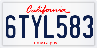 CA license plate 6TYL583