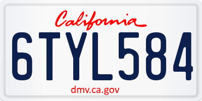 CA license plate 6TYL584