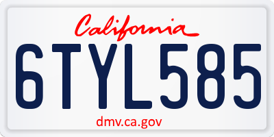 CA license plate 6TYL585