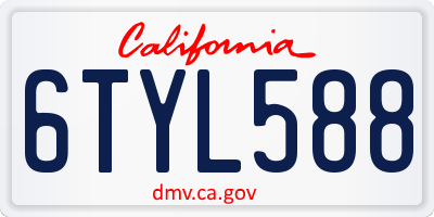 CA license plate 6TYL588