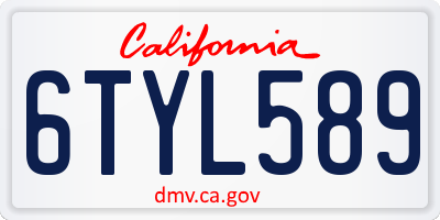 CA license plate 6TYL589