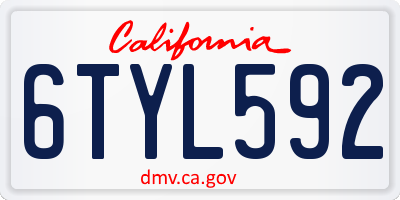 CA license plate 6TYL592