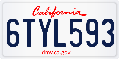 CA license plate 6TYL593