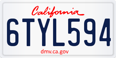 CA license plate 6TYL594