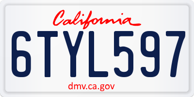 CA license plate 6TYL597