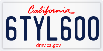 CA license plate 6TYL600