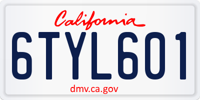 CA license plate 6TYL601
