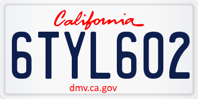 CA license plate 6TYL602