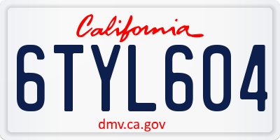 CA license plate 6TYL604