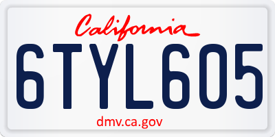 CA license plate 6TYL605