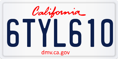 CA license plate 6TYL610