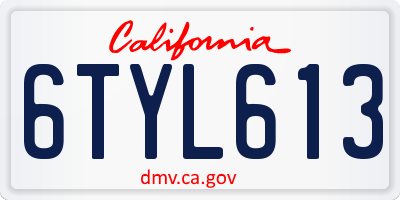 CA license plate 6TYL613