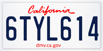 CA license plate 6TYL614