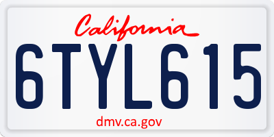 CA license plate 6TYL615