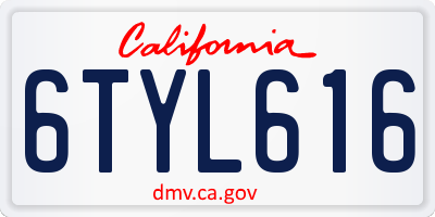 CA license plate 6TYL616