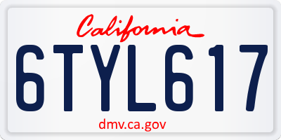 CA license plate 6TYL617