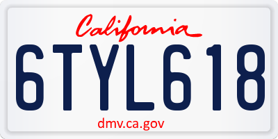 CA license plate 6TYL618