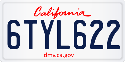 CA license plate 6TYL622