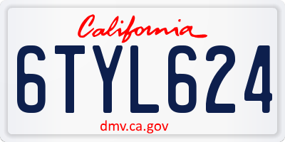 CA license plate 6TYL624