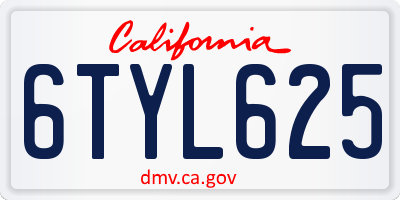 CA license plate 6TYL625