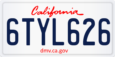 CA license plate 6TYL626