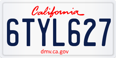 CA license plate 6TYL627