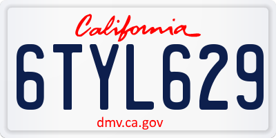 CA license plate 6TYL629