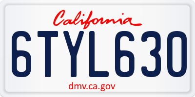 CA license plate 6TYL630