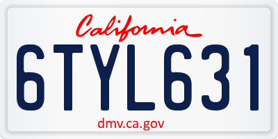 CA license plate 6TYL631