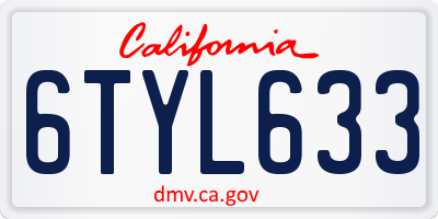CA license plate 6TYL633