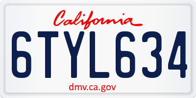 CA license plate 6TYL634