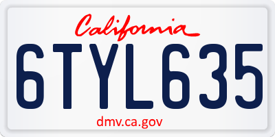 CA license plate 6TYL635