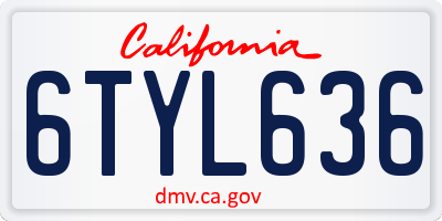 CA license plate 6TYL636
