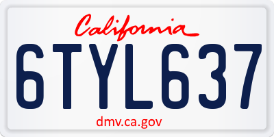 CA license plate 6TYL637