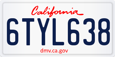 CA license plate 6TYL638