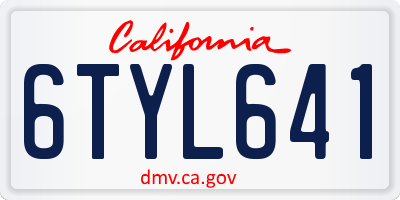 CA license plate 6TYL641