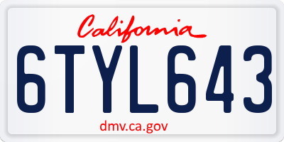 CA license plate 6TYL643