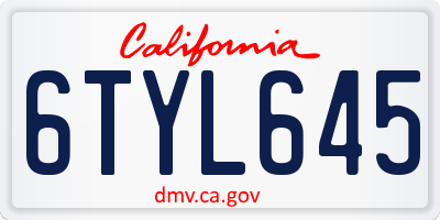 CA license plate 6TYL645