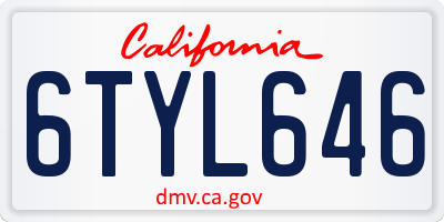 CA license plate 6TYL646