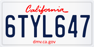 CA license plate 6TYL647