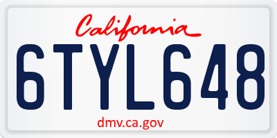 CA license plate 6TYL648