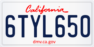 CA license plate 6TYL650