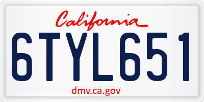 CA license plate 6TYL651