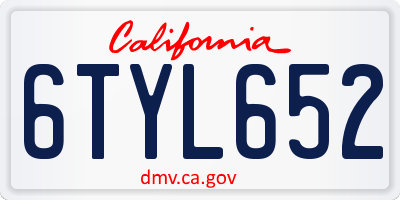 CA license plate 6TYL652
