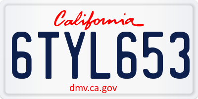 CA license plate 6TYL653