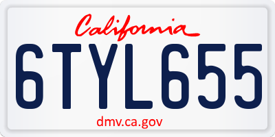 CA license plate 6TYL655
