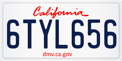CA license plate 6TYL656