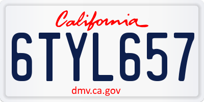 CA license plate 6TYL657