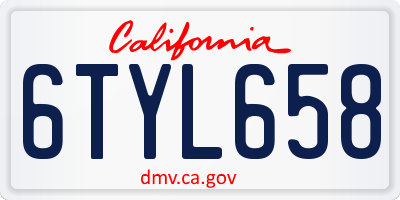CA license plate 6TYL658