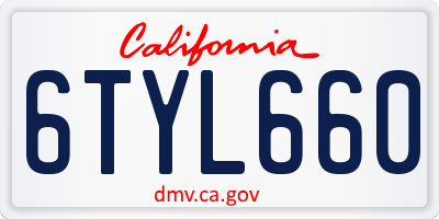 CA license plate 6TYL660